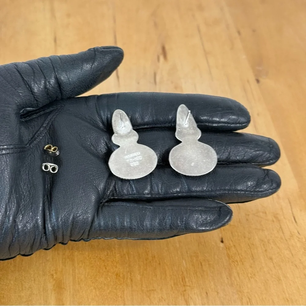Vintage Taxco Mexico Sterling Silver Pierced Earrings Sugilite Mexico TM-180 925 - Picture 5 of 12